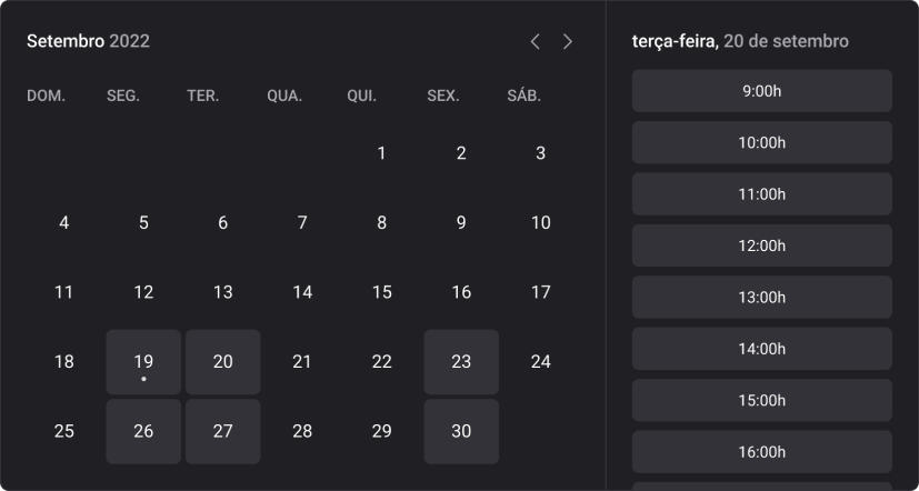 Calendário simbolizando a aplicação em andamento